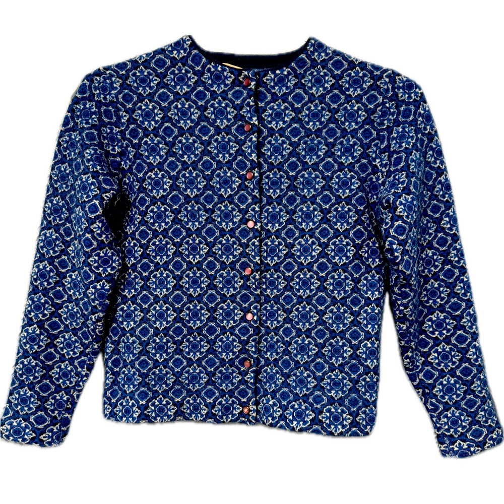 (Free w/ Purchase) Vintage Damask Crew Neck Wool Knit Cardigan